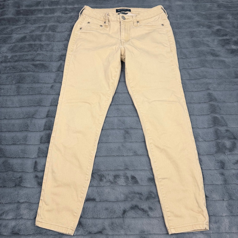 Aeropostale High Rise Jegging Khaki Tan Skinny Pants Women Size 2 Short 13588